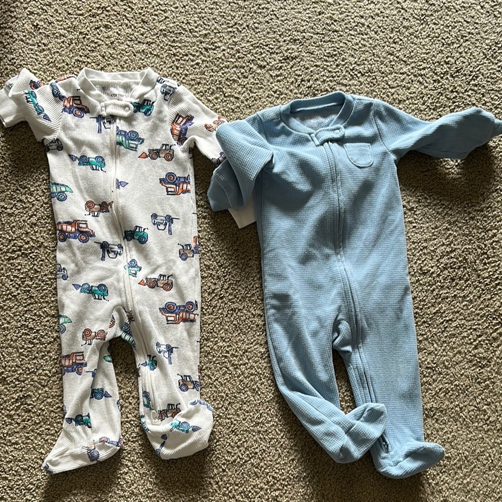 Carter's Blue and White Footies One Piece Set